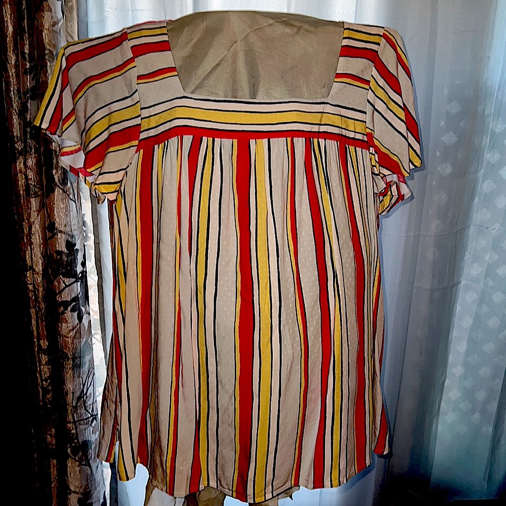 Lane Bryant size 14 striped blouse with butterfly sleeves. New with tags on.